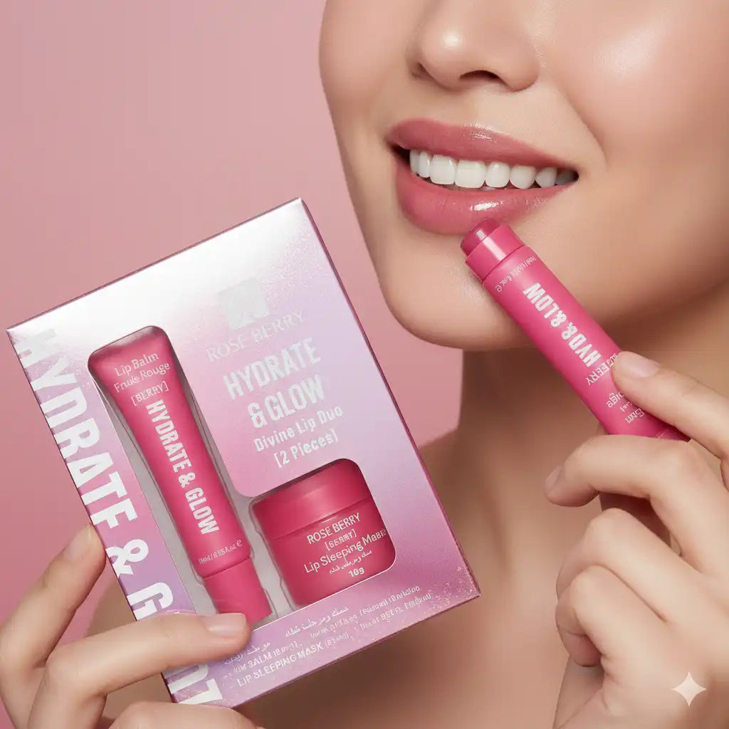 Berry Lip Care Duo – Hydrating Lip Balm & Rose Berry Lip Sleeping Mask