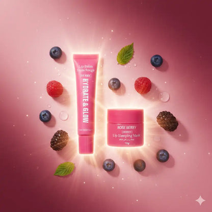 Berry Lip Care Duo – Hydrating Lip Balm & Rose Berry Lip Sleeping Mask